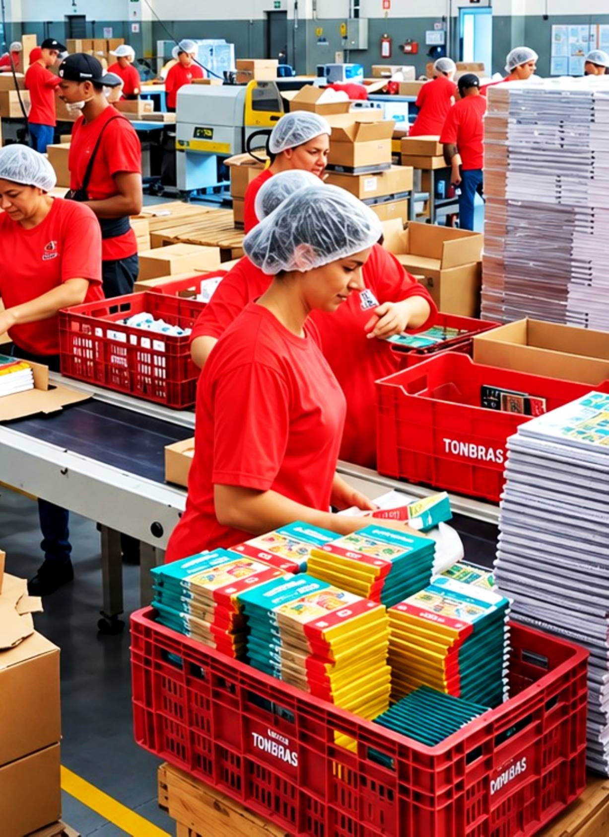 Equipe realizando manuseio de produtos