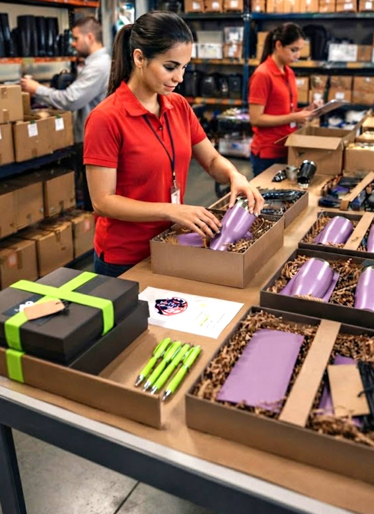 Equipe realizando manuseio de produtos